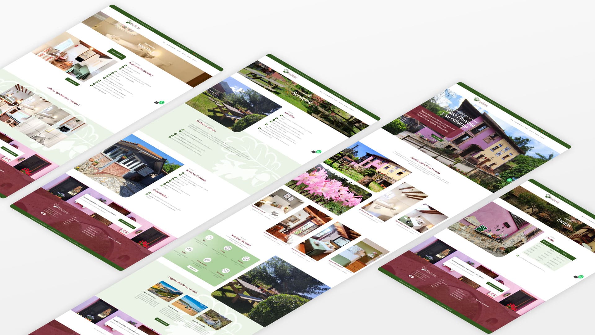 Diseño de web para Casa Florenta, alojamientos rurales junto al Sella. Diseño de pantallas en versión sobremesa