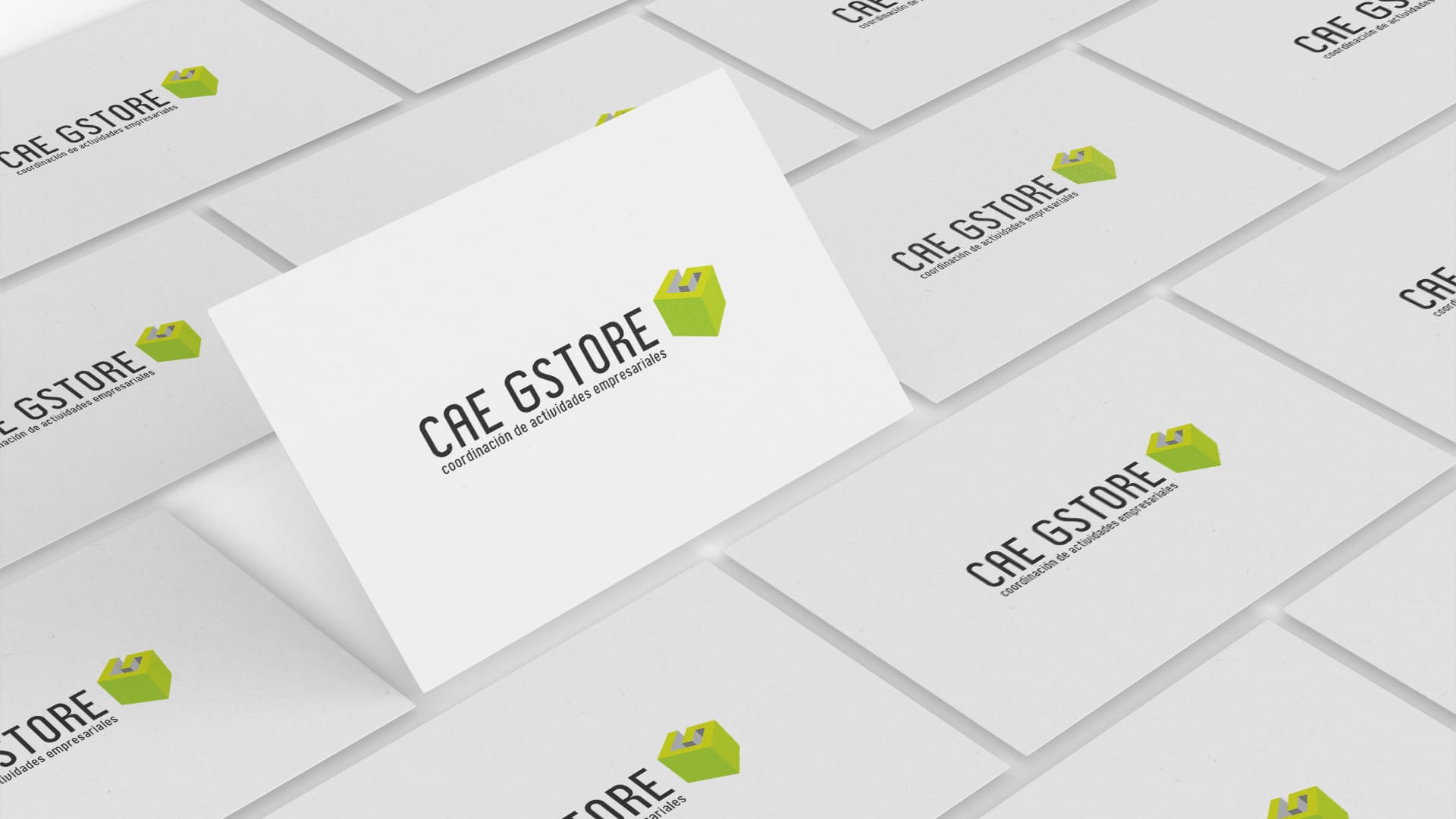 Diseño de Logotipo para Cae Gstore, Montaje de logotipo en formato tarjetas