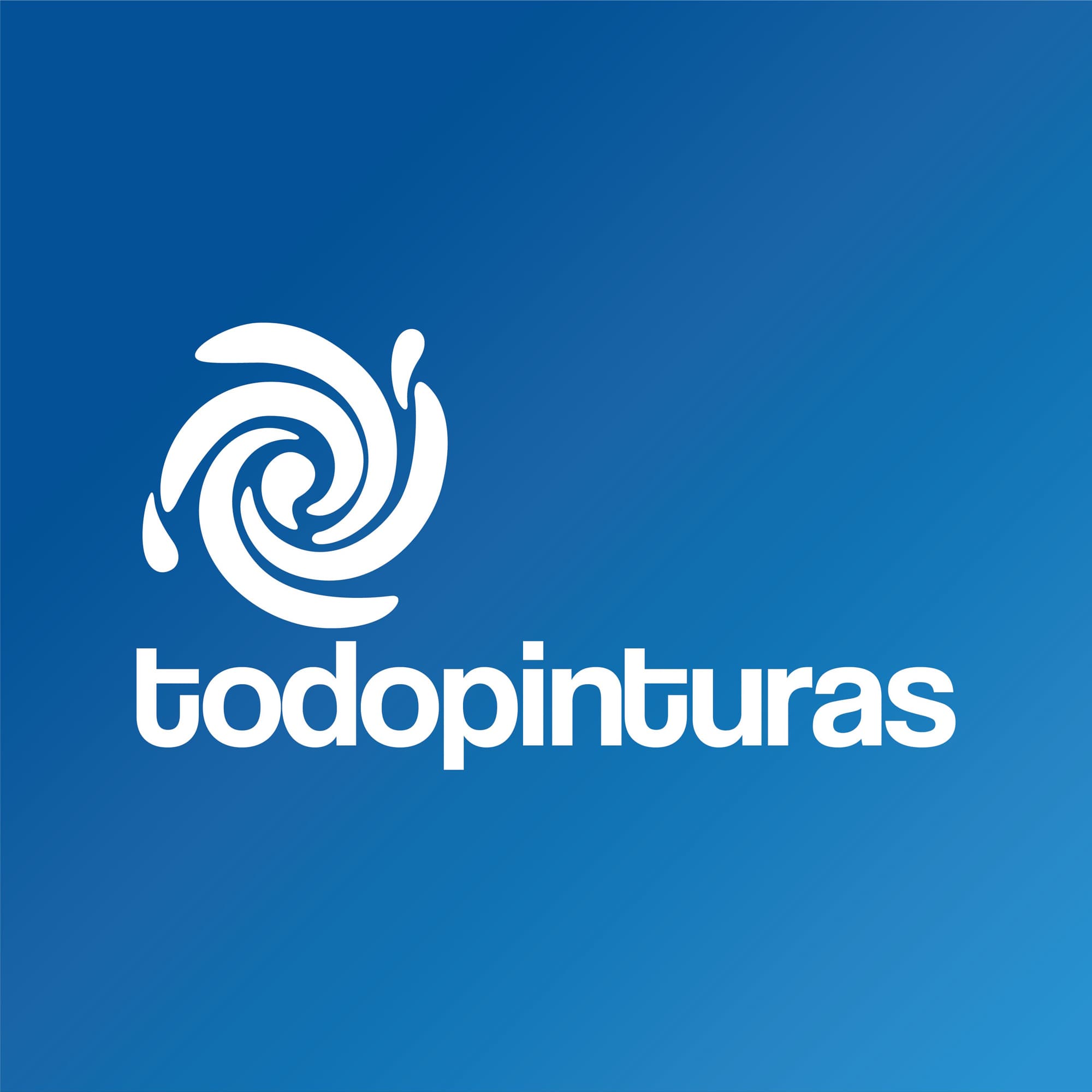 Logotipo de Todopinturas en blanco con fondo azul