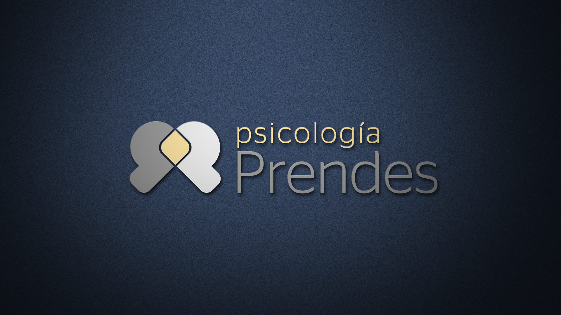 Logotipo de Psicología Prendes en relieve y con fondo oscuro.