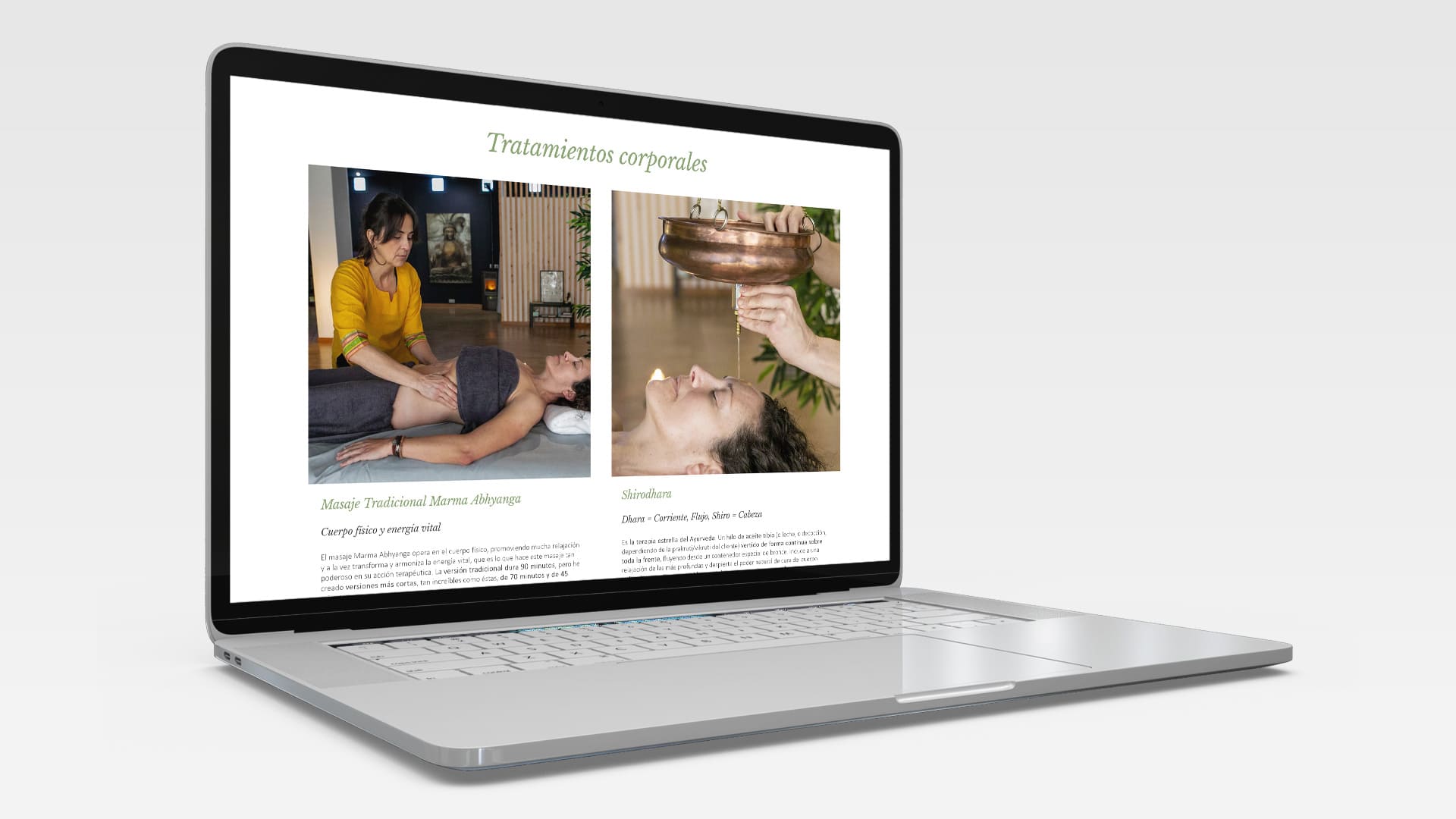 Web de Íntegra Bioespacio, diseño de la sección tratamientos corporales en versión portátil