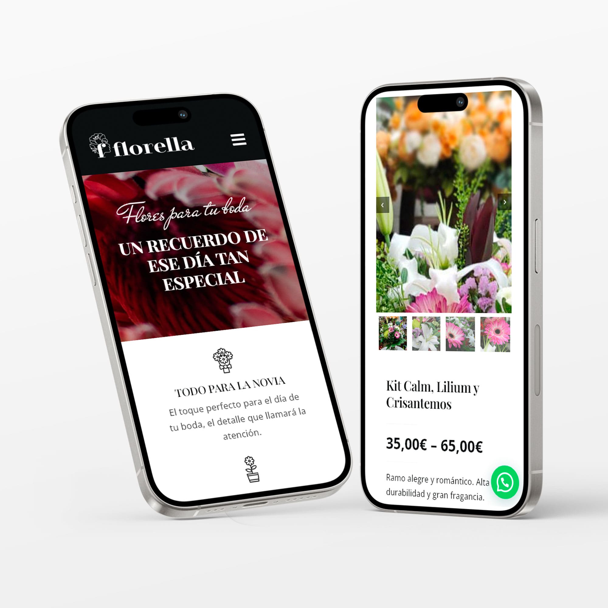 Florella Alegría Floral, floristería online con tienda física en Mieres. Diseño versión móvil