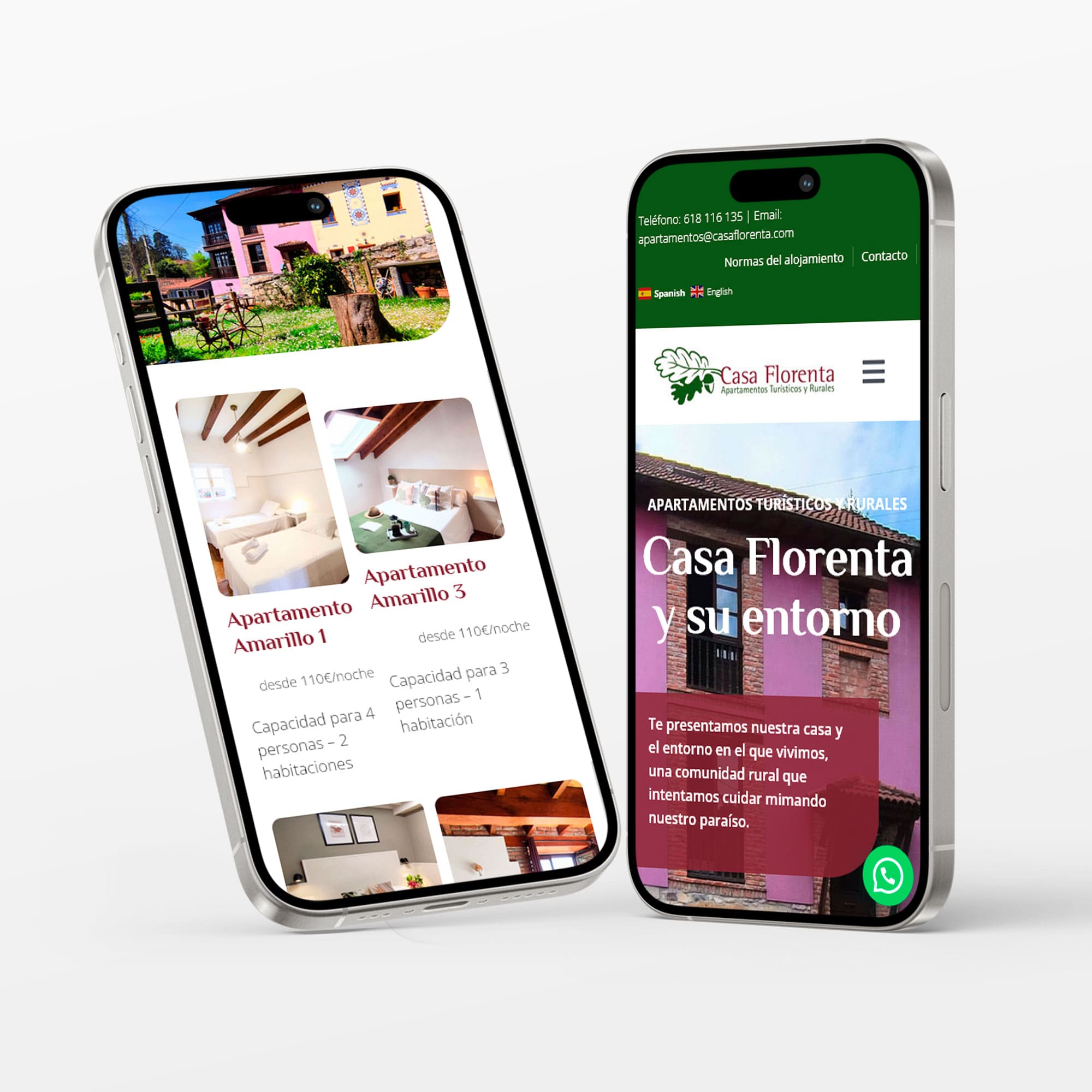 Diseño de web para Casa Florenta, alojamientos rurales junto al Sella. Diseño versión responsive